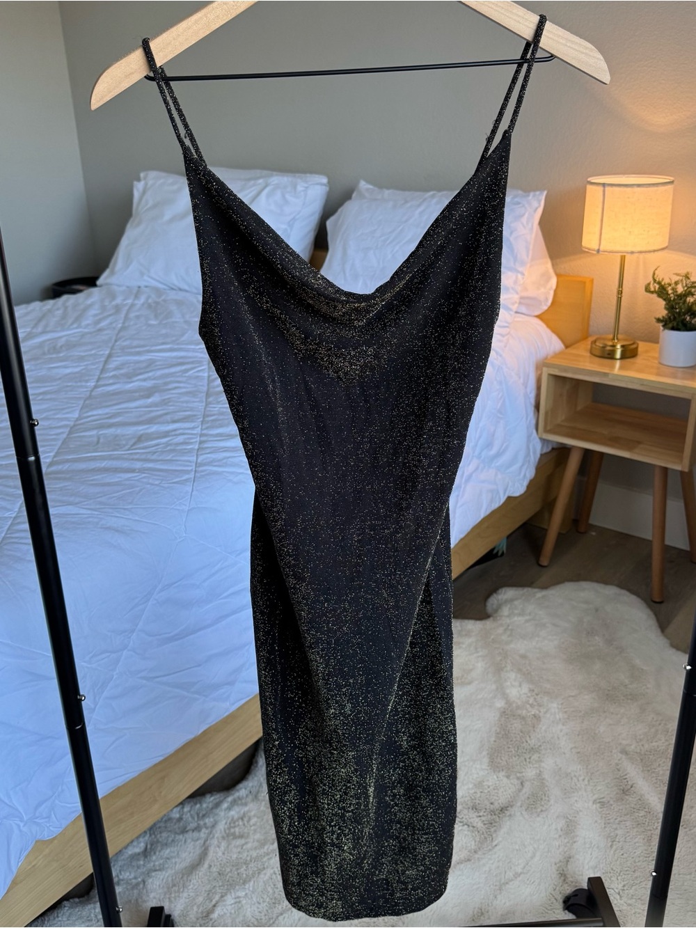 Rails Black Glitter Cowl Midi Dress